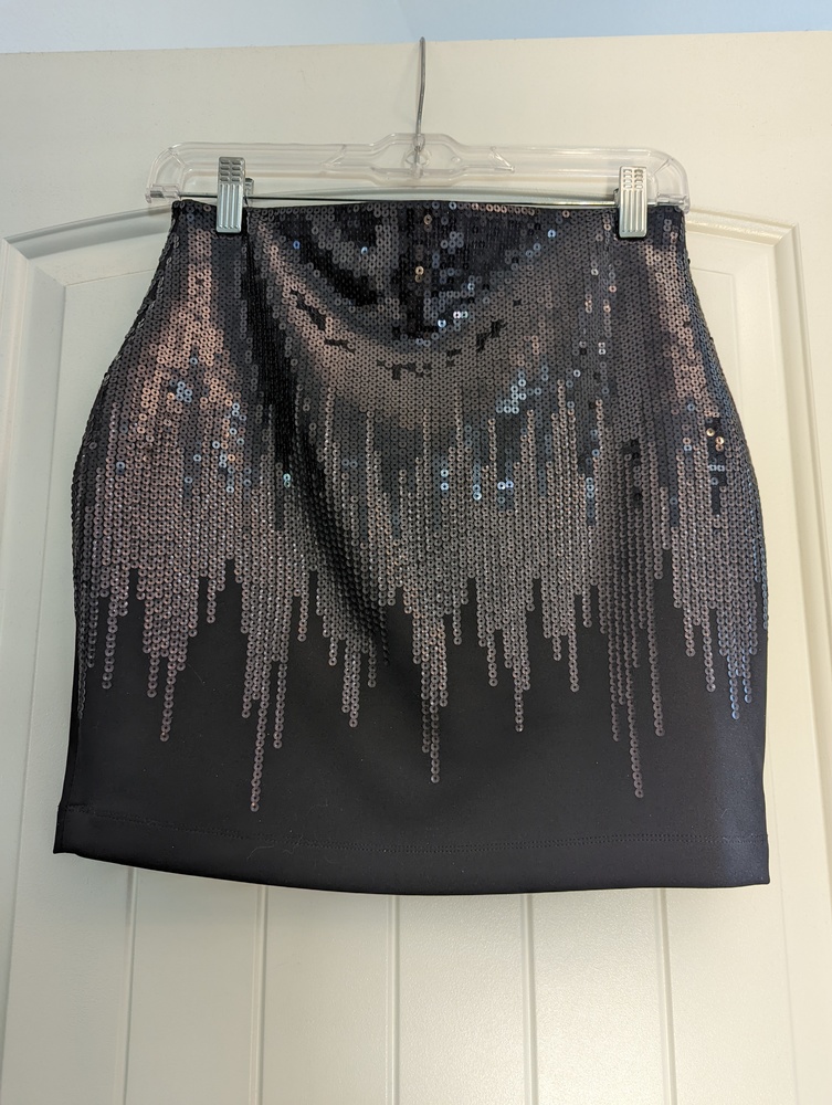 Express black sequin high waisted mini skirt, size xsmall
